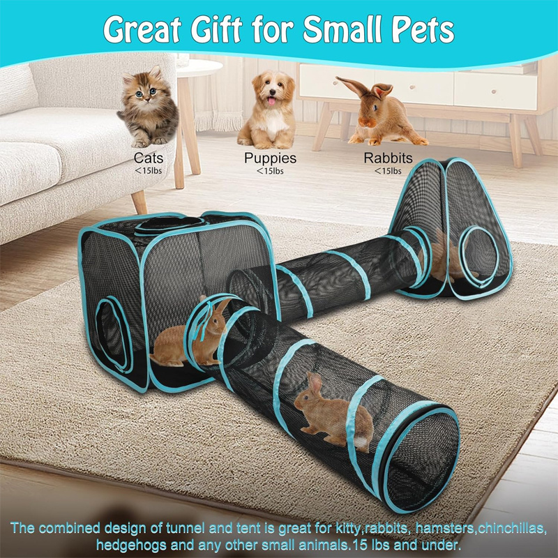 Factory can customize indoor cat cube tent toys multi-combination pop-up foldable pet tunnel tube