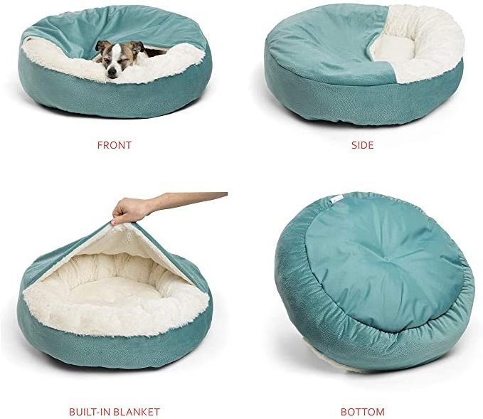 Luxury Orthopedic Dog and Cat Bed with Hooded Blanket for Warmth and Security