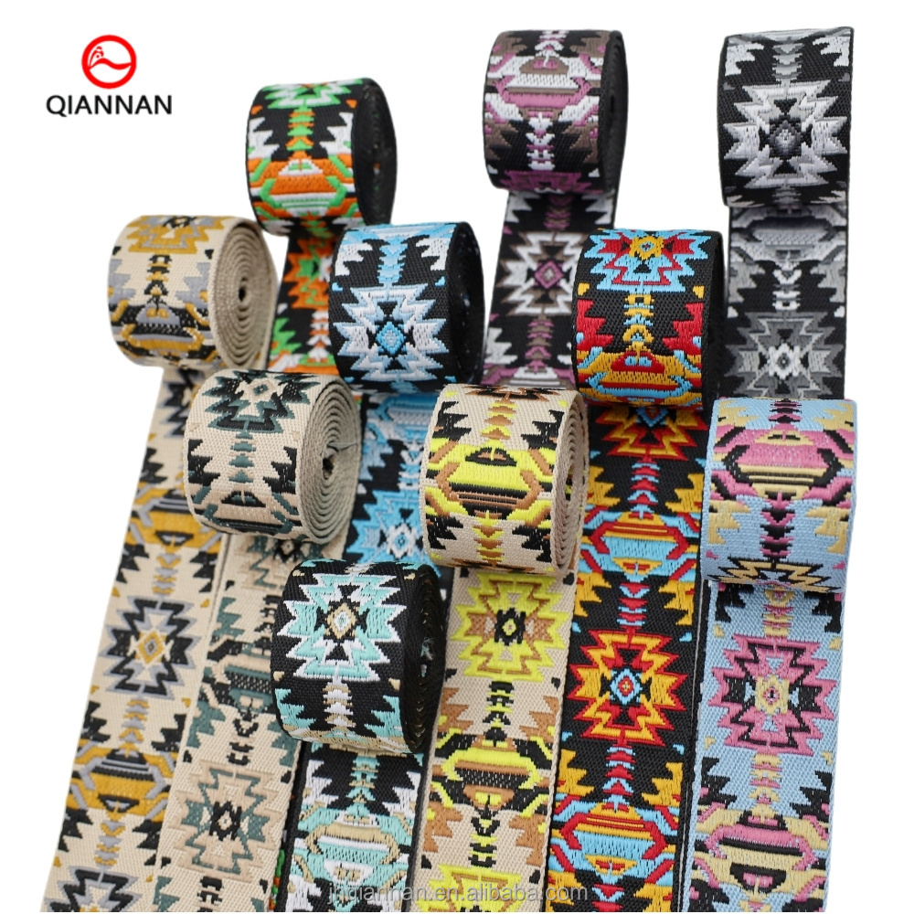 Factory Supply 50mm Wide National Style Jacquard Webbing for Bags Clothing Shoes and Hats Home Textile Decoration Webbing