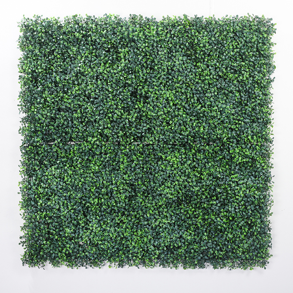 Purple Flower Green Plastic Grass Hedge Panel Artificial Plant Wall