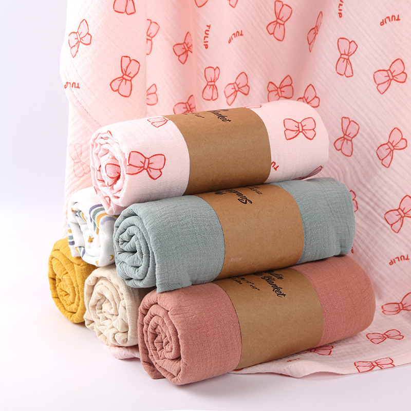 Customizable printed muslin swaddle blanket cotton fabric super soft baby muslin blanket