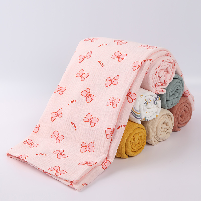 Customizable printed muslin swaddle blanket cotton fabric super soft baby muslin blanket