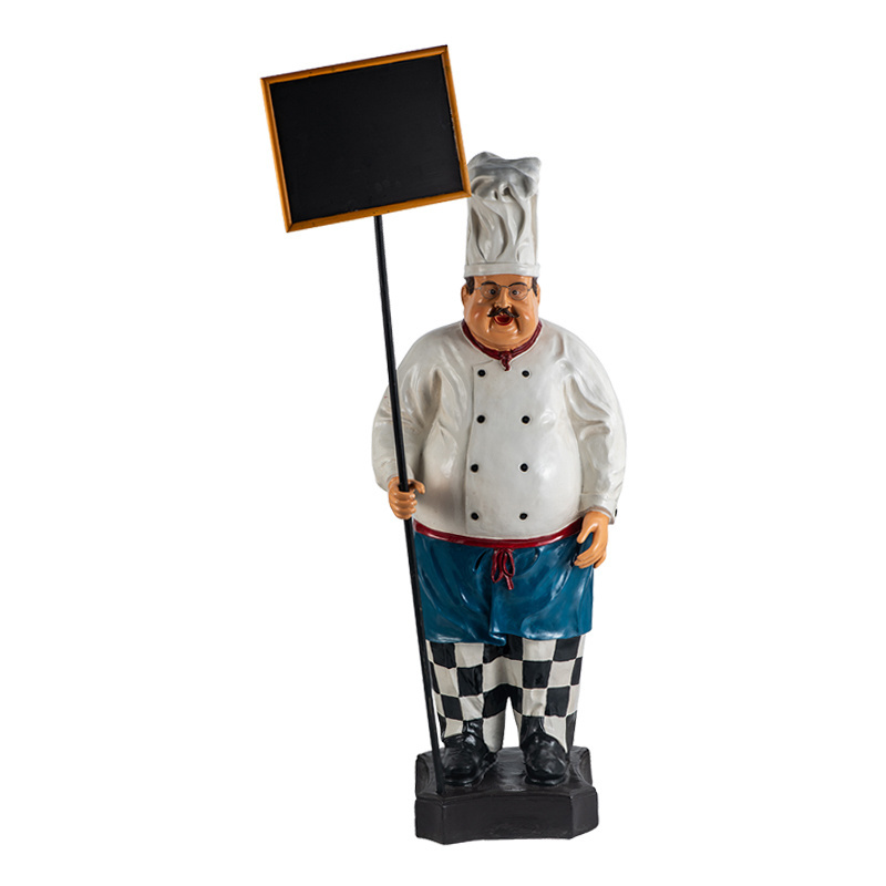 160cm Life Size Chef Statue with Chalkboard Resin Chef Menu Board for Restaurant Large Resin Statue