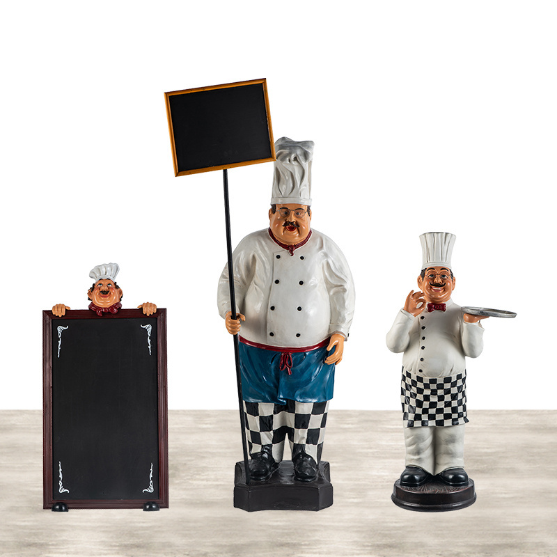 160cm Life Size Chef Statue with Chalkboard Resin Chef Menu Board for Restaurant Large Resin Statue