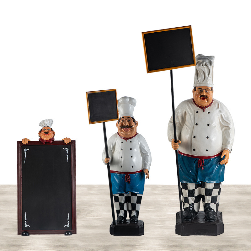 160cm Life Size Chef Statue with Chalkboard Resin Chef Menu Board for Restaurant Large Resin Statue