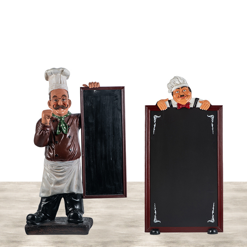 160cm Life Size Chef Statue with Chalkboard Resin Chef Menu Board for Restaurant Large Resin Statue