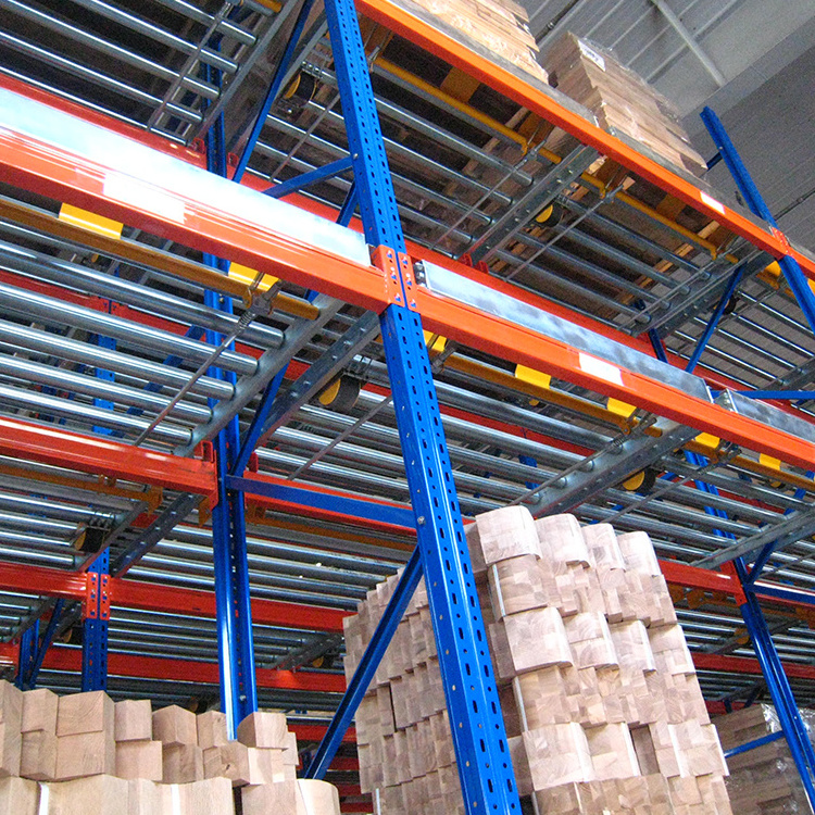 Warehouse FIFO Storage Racking System Flow Through Pallet Roller Racking