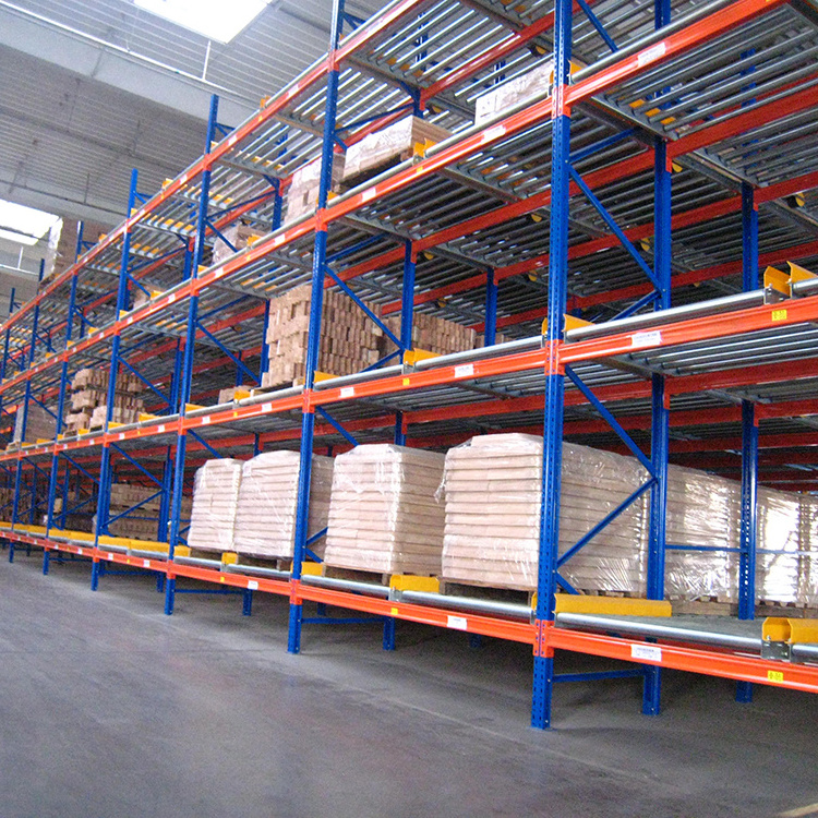 Pallet Flow Racking System Steel Shelf With Roller Tracks Warehouse Rack Storage Shelf