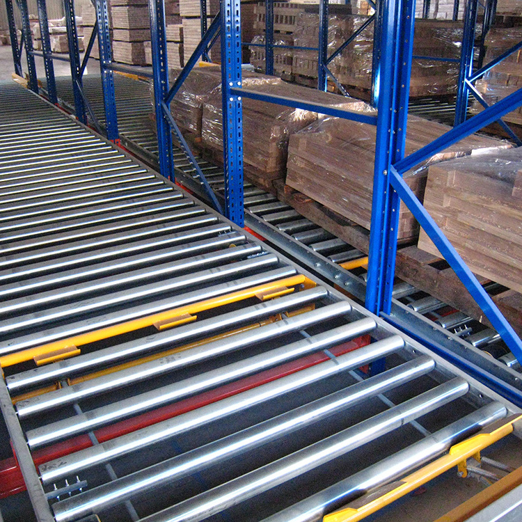 Warehouse FIFO Storage Racking System Flow Through Pallet Roller Racking