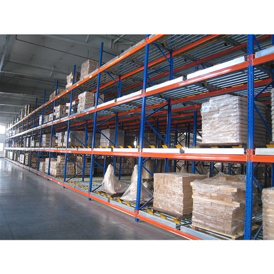 Warehouse FIFO Storage Racking System Flow Through Pallet Roller Racking