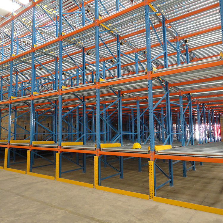 Pallet Flow Racking System Steel Shelf With Roller Tracks Warehouse Rack Storage Shelf