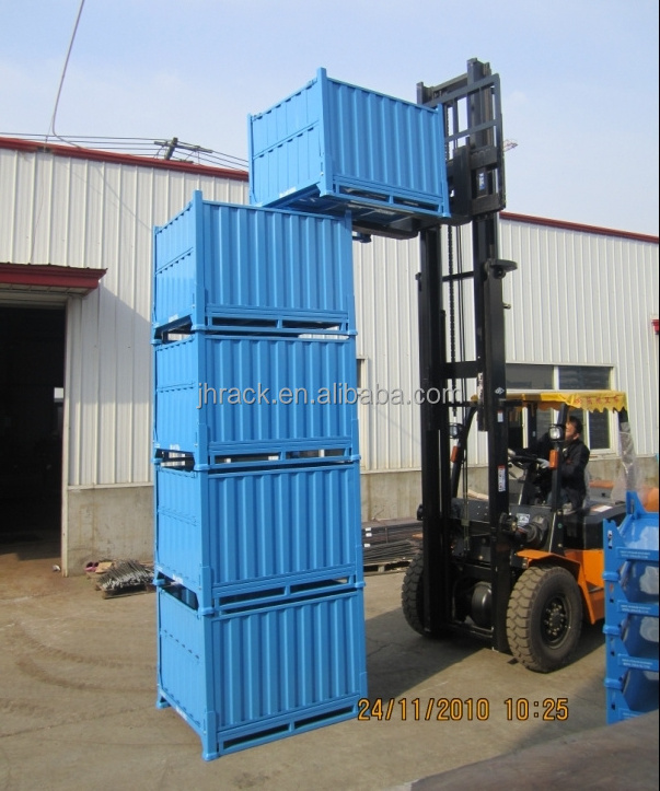 Warehouse equipment stackable steel storage crate wire mesh container