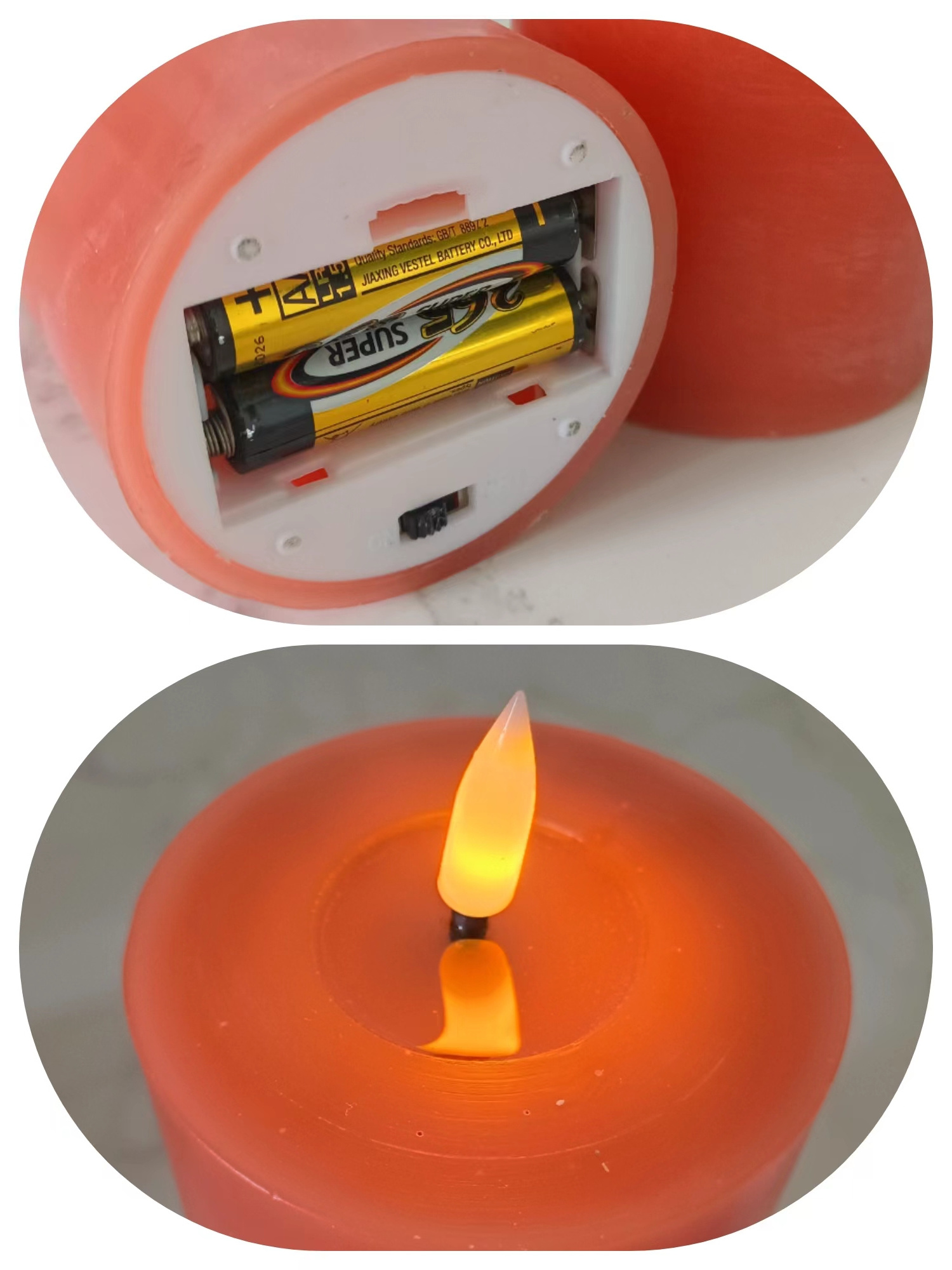 Wholesale Set of 4 Flickering Pumpkin Color Real Wax Column Battery Operated Remote Control LED Candles with Wax Oil Effect