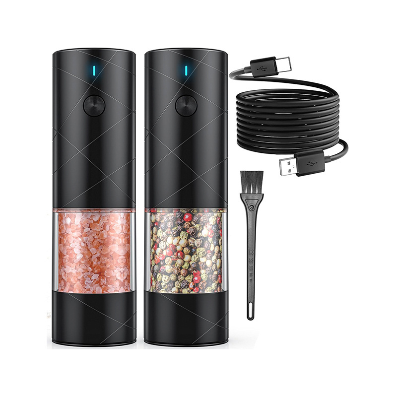 USB Rechargeable Electric Salt and Pepper Grinder Set Large Capacity Automatic Kitchen Mill with Adjustable Coarseness