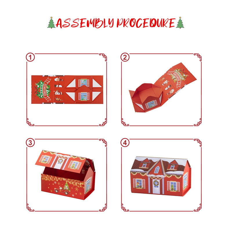 Ruisen Christmas Sock Gift Box House Shaped Chinese New Year Gift Box With Lid