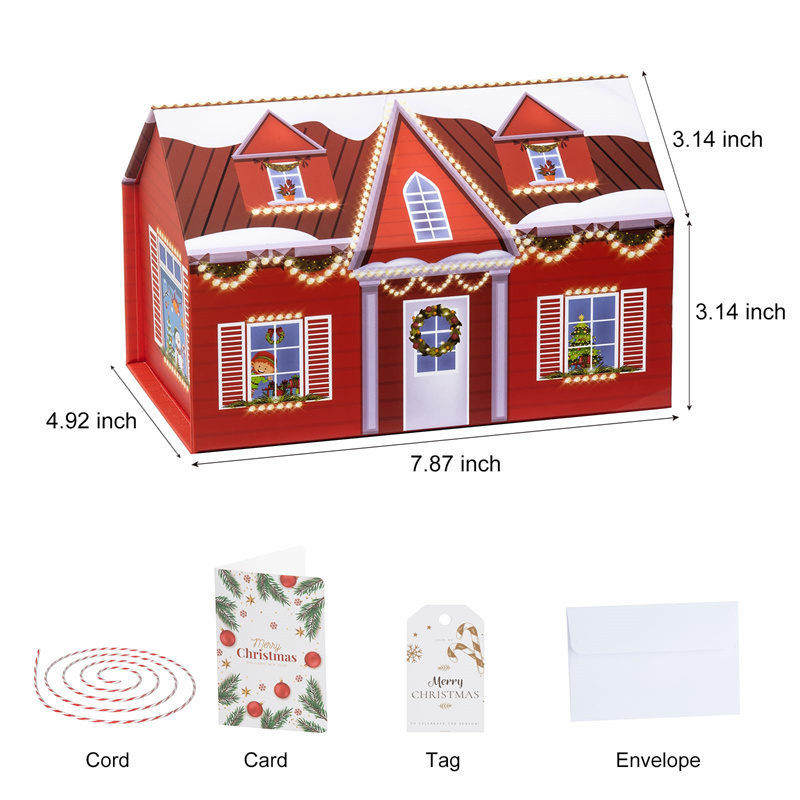 Ruisen Christmas Sock Gift Box House Shaped Chinese New Year Gift Box With Lid