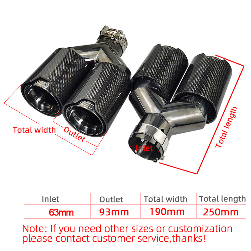 Chrom Exhaust Dual Tips Factory Customize M Performance Black Carbon Fiber + Stainless Steel Muffler for Bmw