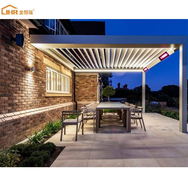 Customized Retractable Louver Roof Garden 10x10ft Outdoor Louvered Pergola with Adjustable Aluminum Roof