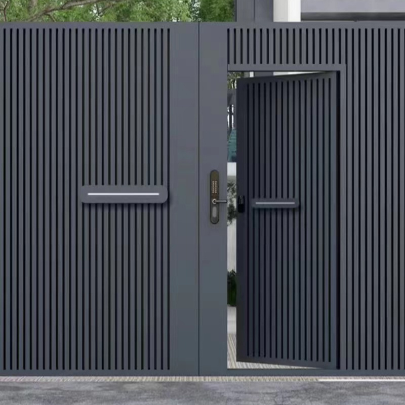 JHR  New Model Powder Coated Black Aluminum Single Gate Sidewalk Gate Nice Looking Swing Gate Aluminum FenceGate