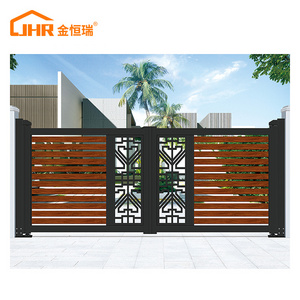 JHR 3 Meter Aluminum Double Swing Driveway Gates Garden Gates Sliding Metal by Manual Private Gate Slide Door Gate Aluminum