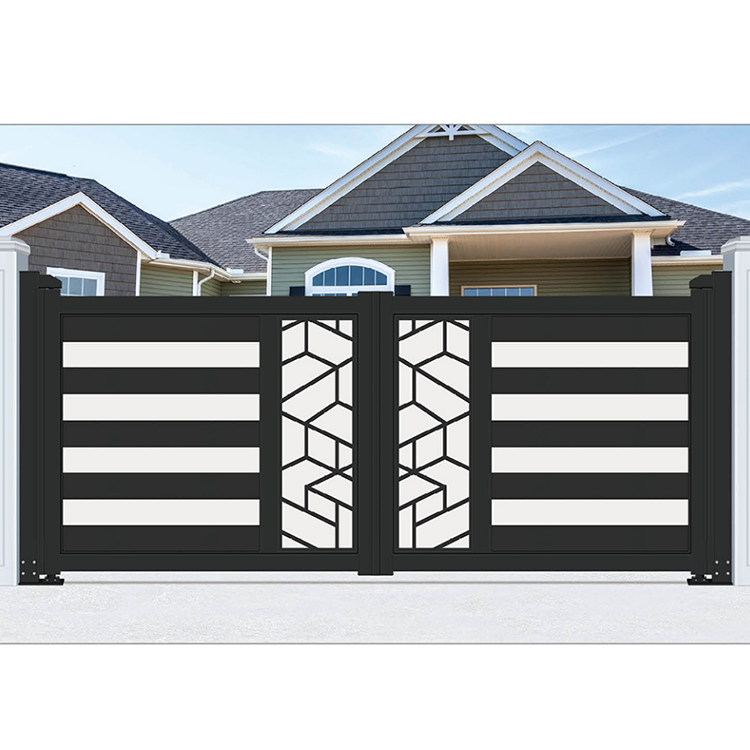 JHR 3 Meter Aluminum Double Swing Driveway Gates Garden Gates Sliding Metal by Manual Private Gate Slide Door Gate Aluminum