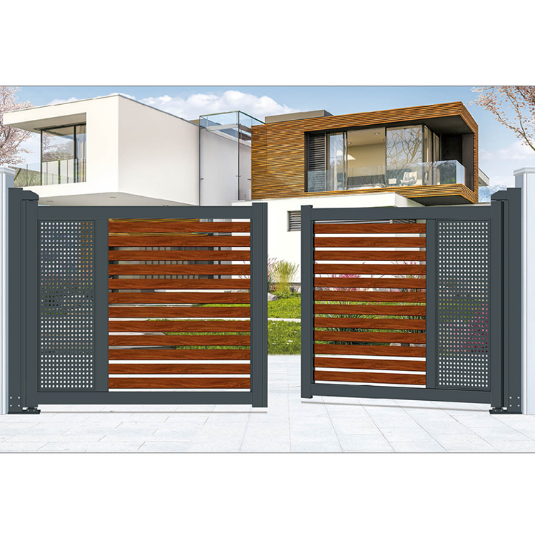 JHR 3 Meter Aluminum Double Swing Driveway Gates Garden Gates Sliding Metal by Manual Private Gate Slide Door Gate Aluminum