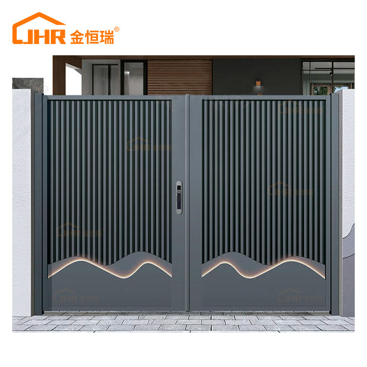 JHR Driveway Gate Aluminium Gates and Fences Modern Sliding Gate Iron Fencing Gate Designs Metal Main Gates for Front Yards