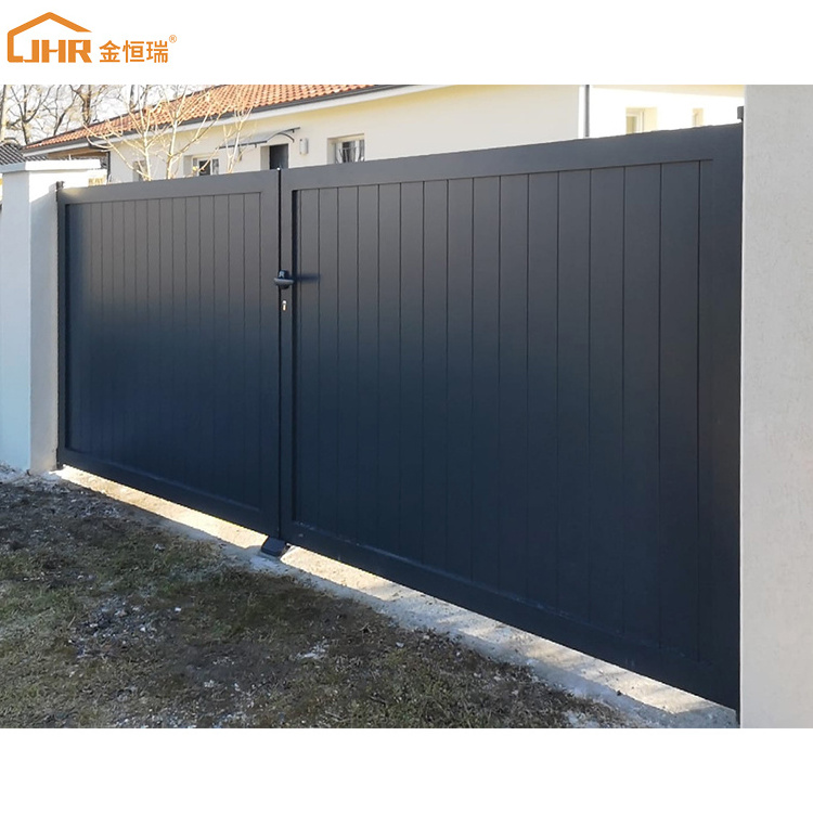 JHR Driveway Gate Aluminium Gates and Fences Modern Sliding Gate Iron Fencing Gate Designs Metal Main Gates for Front Yards