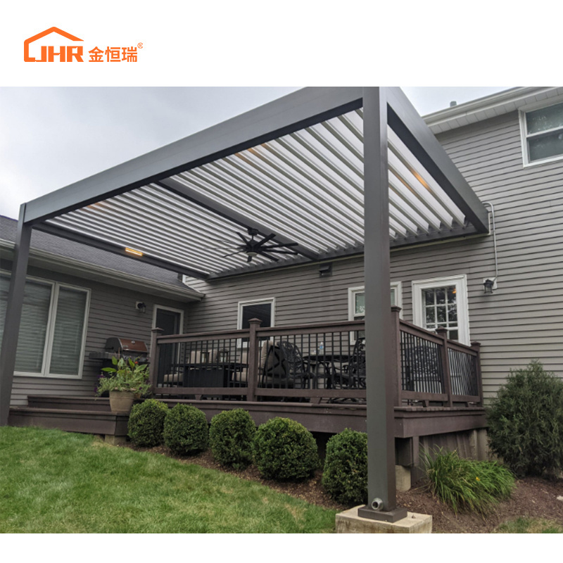 Garden Yard Terrace Rainproof Pergola Gazebo Bioclimatic Louver Roof Sunshade Outdoor Aluminum Pergola