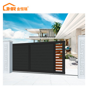 JHR Horizontal Privacy Aluminum Art Courtyard Custom Gate Design Automatic Slide Gate Opener Motor Automatic Sliding Door