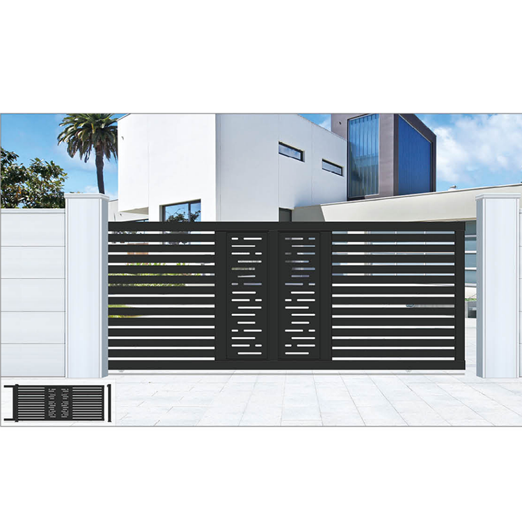 JHR Automatic System Fence Sliding Gate Garden Gates Electric Villa House Factory Aluminum Driveway Gate Wrought Iron Modern