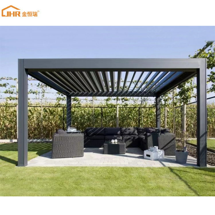 Customized Retractable Louver Roof Garden 10x10ft Outdoor Louvered Pergola with Adjustable Aluminum Roof