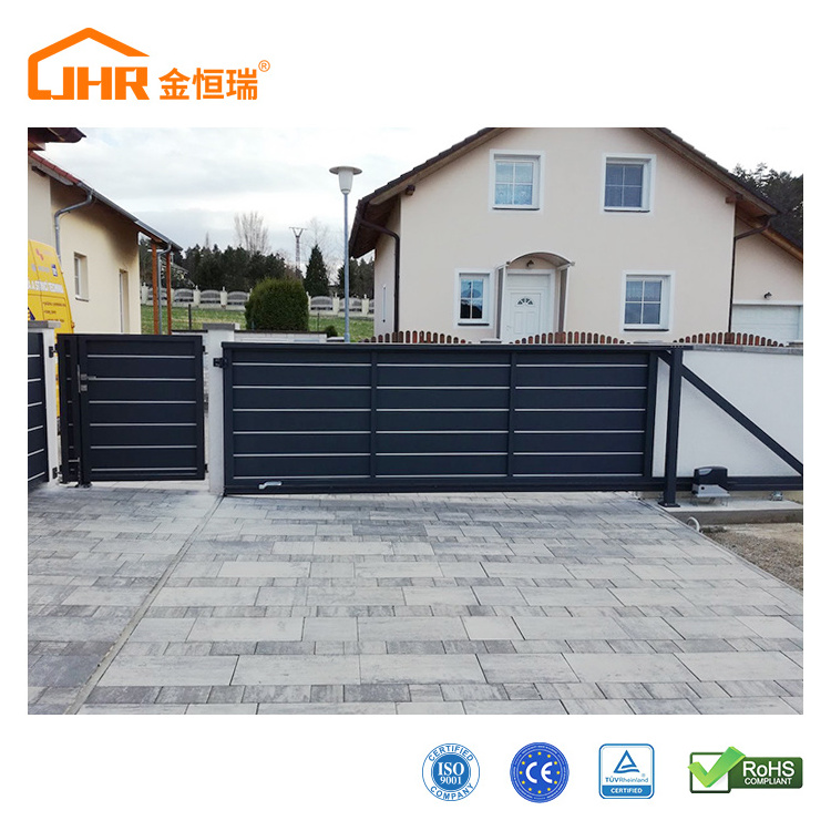 Flat-Top Private Durable Steel Fence Louver Panels Customized Making Electric Cantilever  Sliding Gate For House