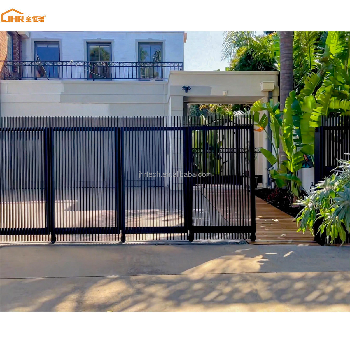 JHR Sliding Gate Design Curved Sliding Gate Automatic Sliding Luxury Curved Gate Sliding Curved Radius Corner Sliding Gate Rail