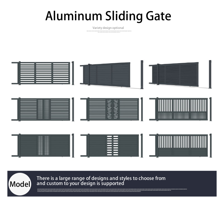 JHR Automatic System Fence Sliding Gate Garden Gates Electric Villa House Factory Aluminum Driveway Gate Wrought Iron Modern