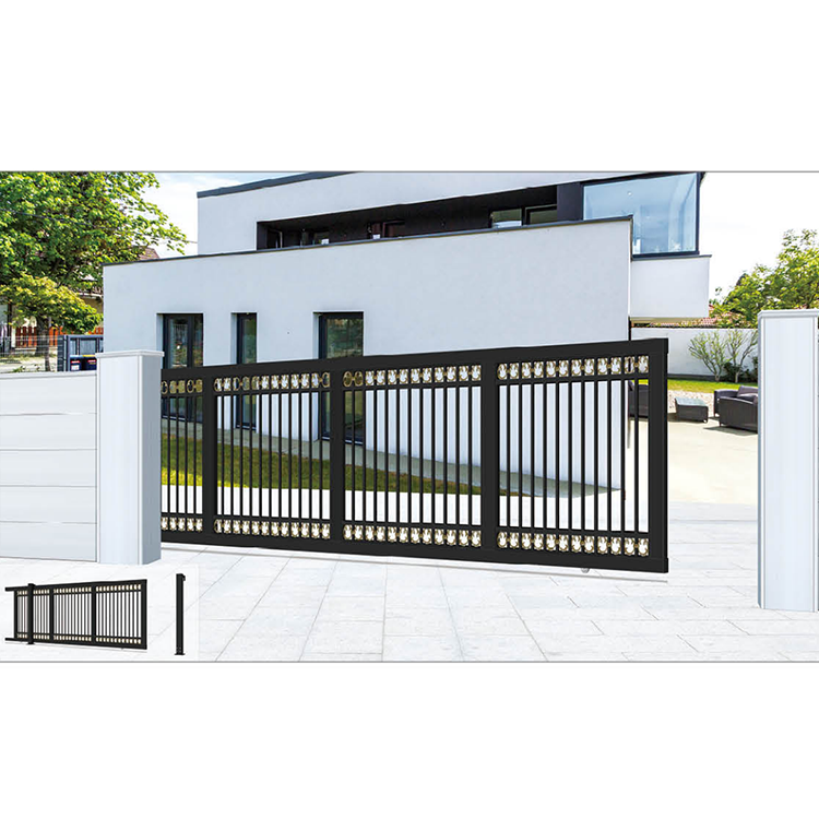 JHR Sliding Gate Design Curved Sliding Gate Automatic Sliding Luxury Curved Gate Sliding Curved Radius Corner Sliding Gate Rail