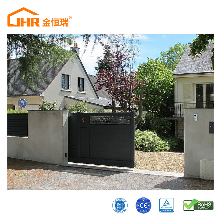 Flat-Top Private Durable Steel Fence Louver Panels Customized Making Electric Cantilever  Sliding Gate For House