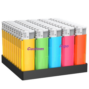 Wholesale Price Plastic Electronic Gas Disposable Lighters Semi Transparent Lighters With White Hood