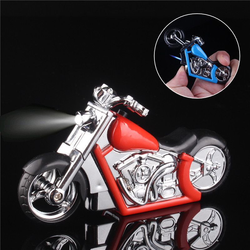 Creative Motorcycle Shape Jet Torch Lighters Windproof Blue Flame Lighters With LED