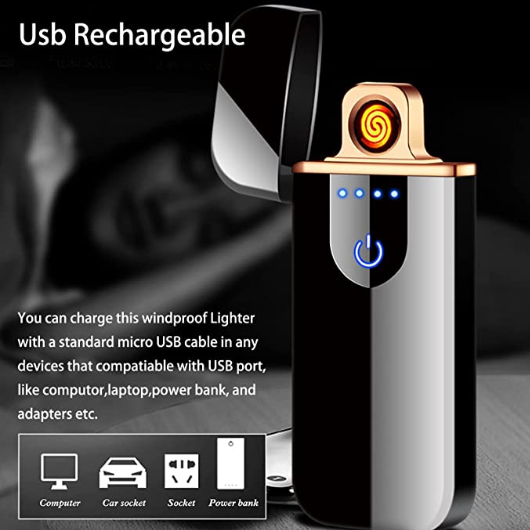 Electronic Lighter Touch Double-Sided Ignition Windproof Mini USB Charging Lighters