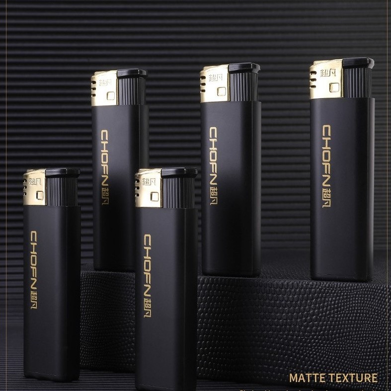 Windproof Electric Lighters Black Gold Matte Refillable Lighters