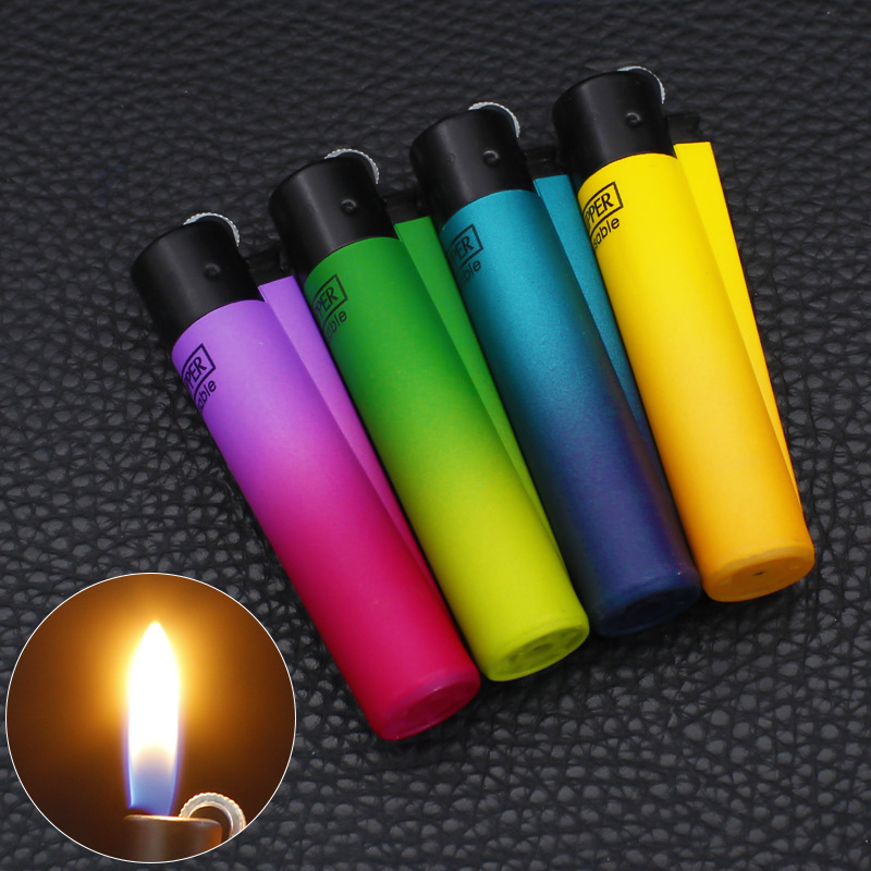 Grinding Wheel Open Flame Inflatable Lighters,  Windproof Flint Clip-per Lighters