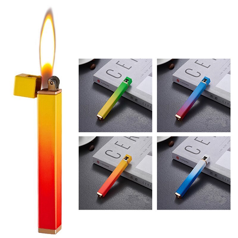 Fire Torch Lighter Portable Long Strip Refillable Gas Windproof Lighter Windproof Butane Cigarette Compact Lighters