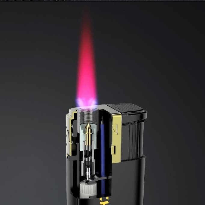 Windproof Electric Lighters Black Gold Matte Refillable Lighters