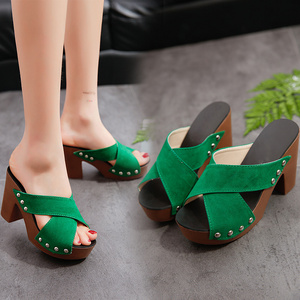 Thick soled sandals thick heels platform slippers women's cross straps high heels women's shoes