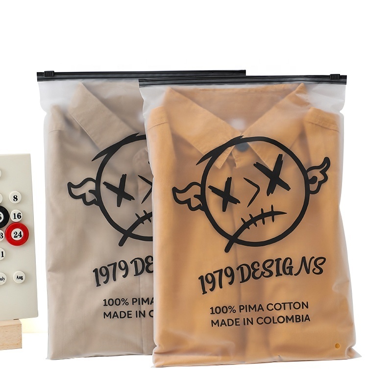 plastic custom poly apparel clothing packaging zip bag matte t shirt clothing zip locker bags eco friendly frosted zipper bag