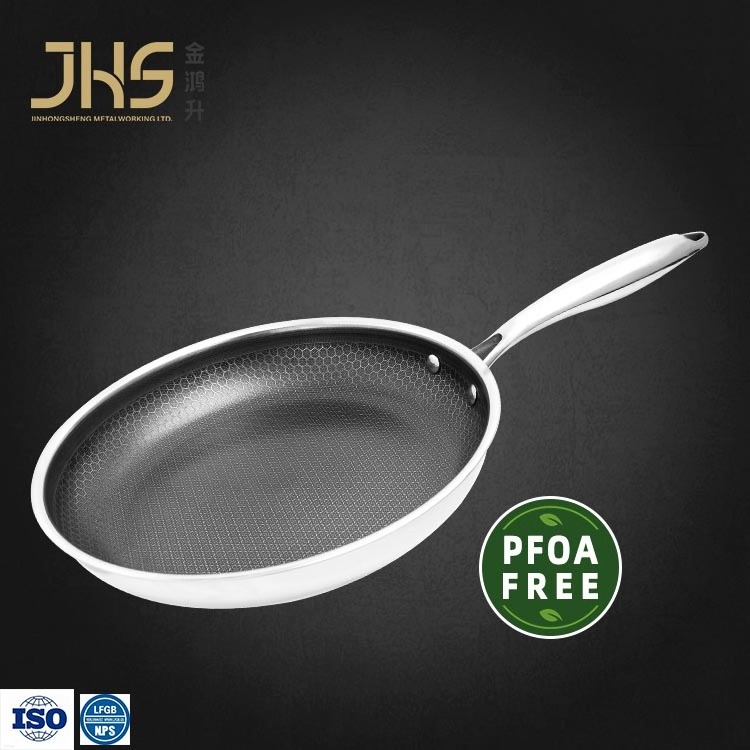 Manufacturers Wholesale PFOA FREE Coating Stainless Steel  Honeycomb Non-stick Frying Pan for Cooking