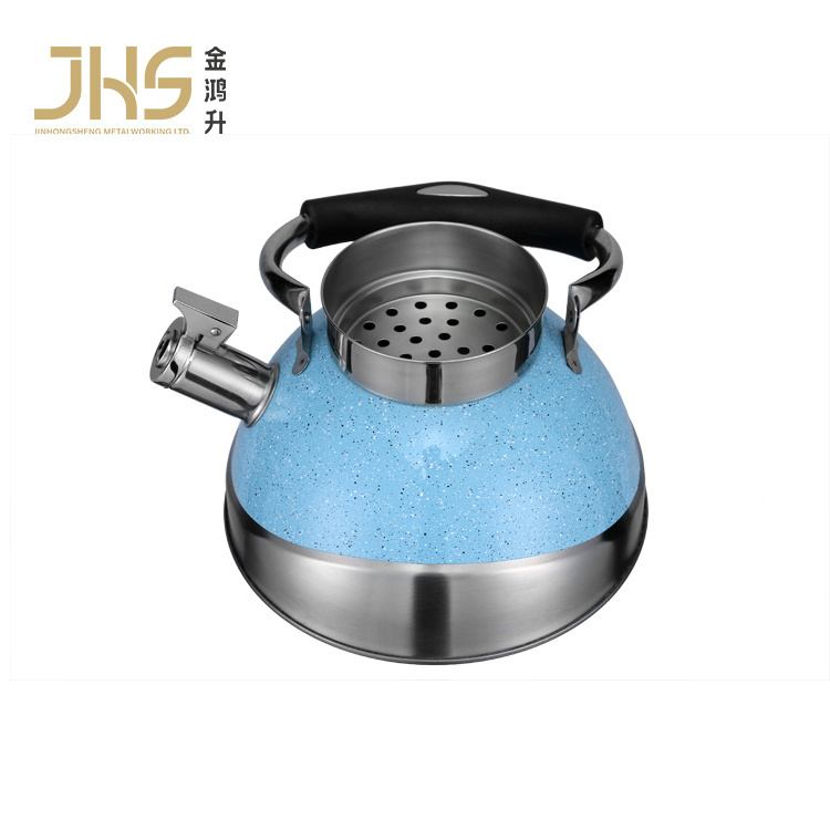 JHS double-deck turkish tea kettle samovar small ceramic tea kettle stainless steel whistling kettle with filter