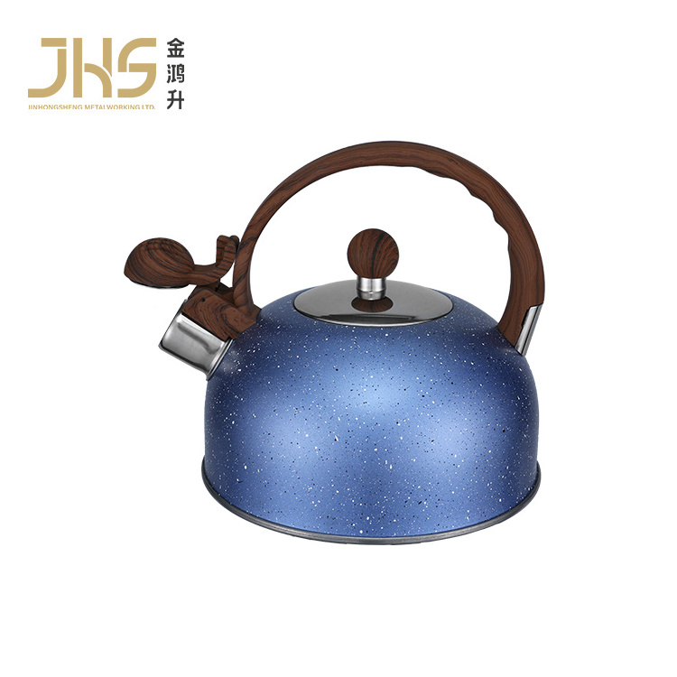 JHS blue satin 3l stainless steel safety lid kettle spout cooking water tea whistling kettle