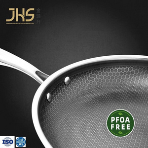 Manufacturers Wholesale PFOA FREE Coating Stainless Steel  Honeycomb Non-stick Frying Pan for Cooking